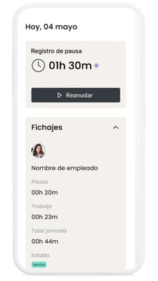 pausar registro horario jornada laboral en tufisio