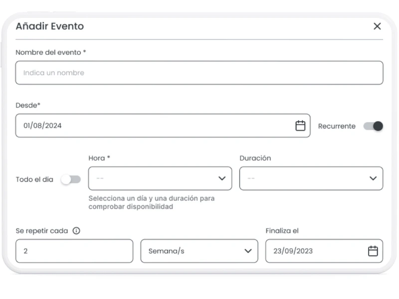 Crea y gestiona eventos