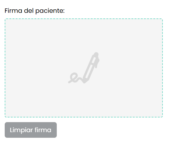Campo de firma digital del paciente en el consentimiento informado de fisioterapia en Tufiso