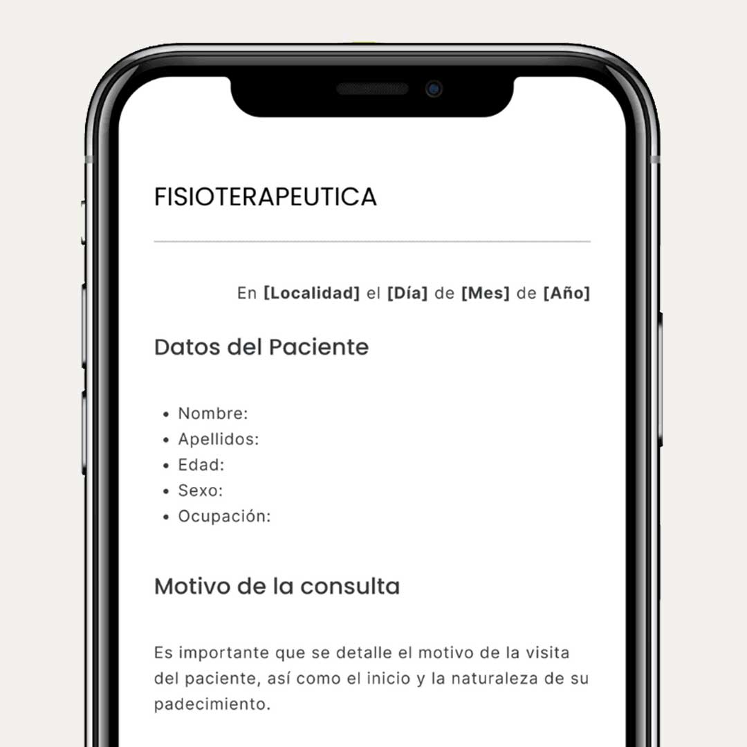 plantilla de historial clínico para fisioterapia